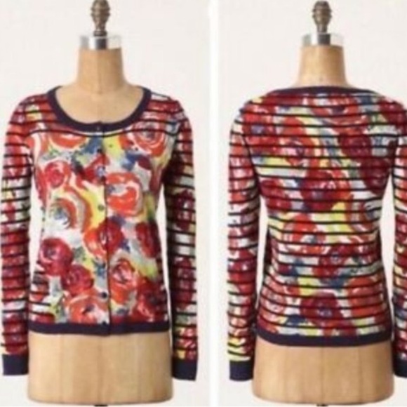 Like new! Anthropologie Sparrow Artist’s Study floral lightweight cardigan XS - Picture 12 of 13